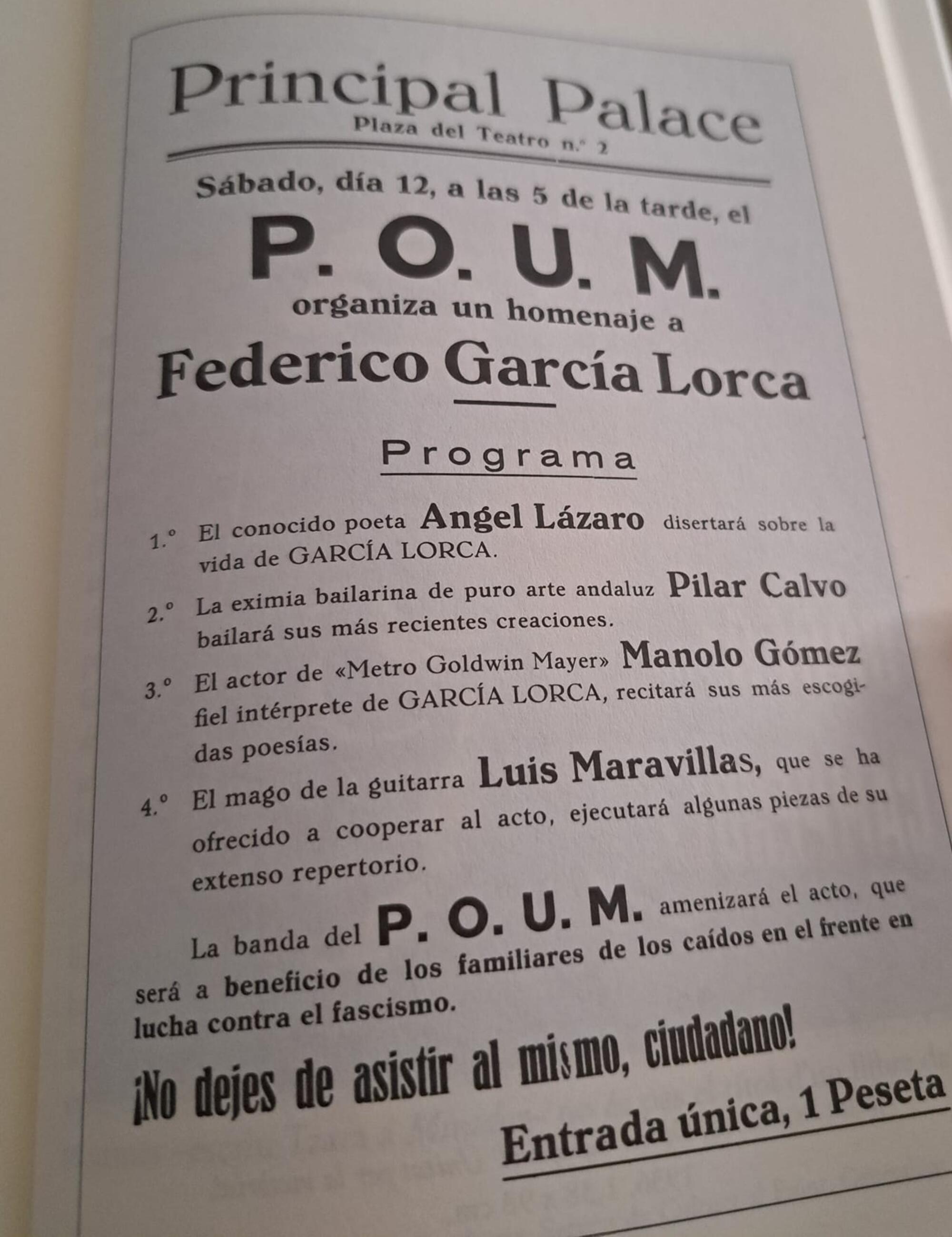 POUM homenaje Lorca